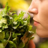 Žena koja miriše bilje