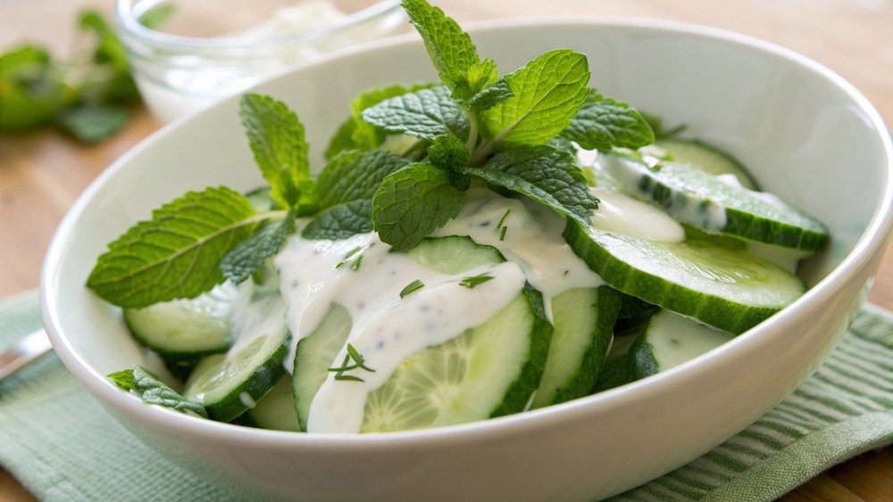 Krastavac salata u činiji.