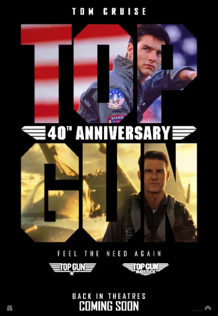 Plakat za film Top Gun. Tom Kruz, slova sa &scaron;arama američke zastave.
