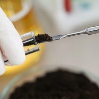 Analiza uzorka zemlje u laboratoriji.