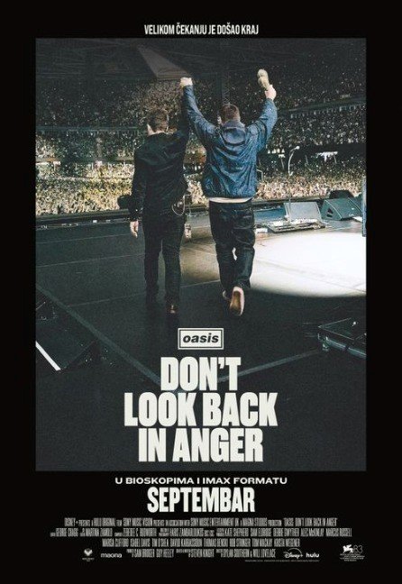 Plakat za film Oasis, muzičari na sceni, okrenuti leđima pred publikom.